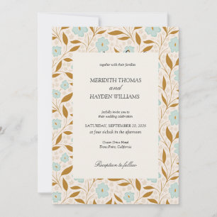 Convites Casamento botânico boêmio azul