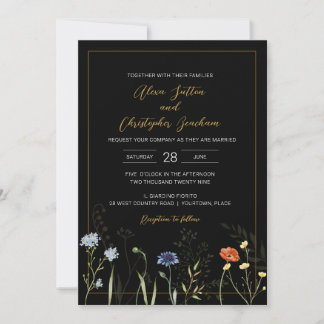 Convites Casamento Botânico Boho de Flor Silvestre Temperam