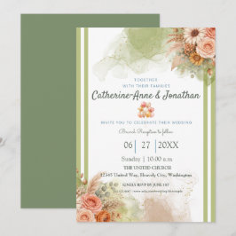 Convites Casamento Botânico Boho em Verde Sálvia