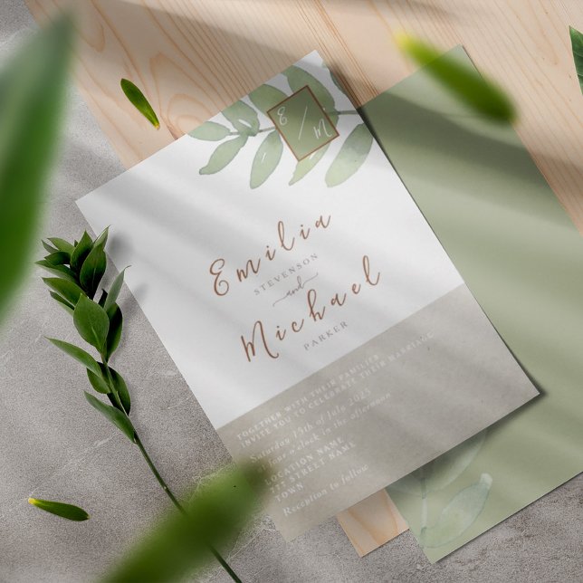 Convites Casamento Botânico Boho Greenery (Criador carregado)