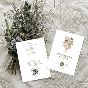 Convites Casamento Botânico Boho Rústico Posy Sage TLW26
