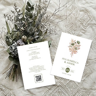 Convites Casamento Botânico Boho Rústico Posy Sage TLW26