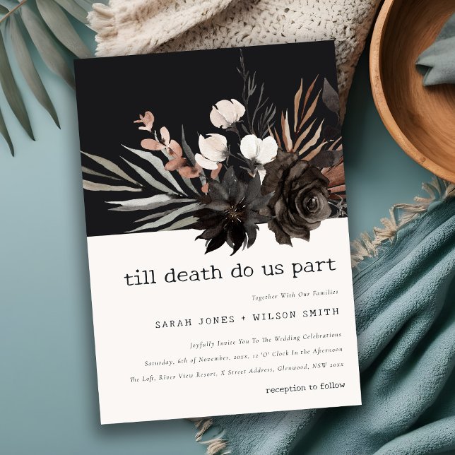 Convites Casamento Botânico Bótico Rust Negro (Criador carregado)