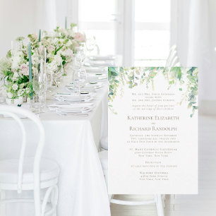 Convites Casamento Botânico Branco Formal 2 Local Texto Dou