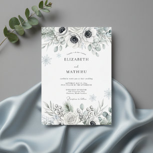 Convites Casamento Botânico Branco Gelo