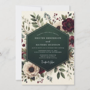 Convites Casamento Botânico Burgundy em Floresta