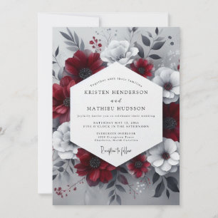 Convites Casamento Botânico Burgundy Moody