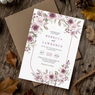 Convites Casamento botânico burgundy rosa romântico