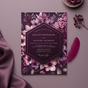 Convites Casamento Botânico Caprichoso Ameixa