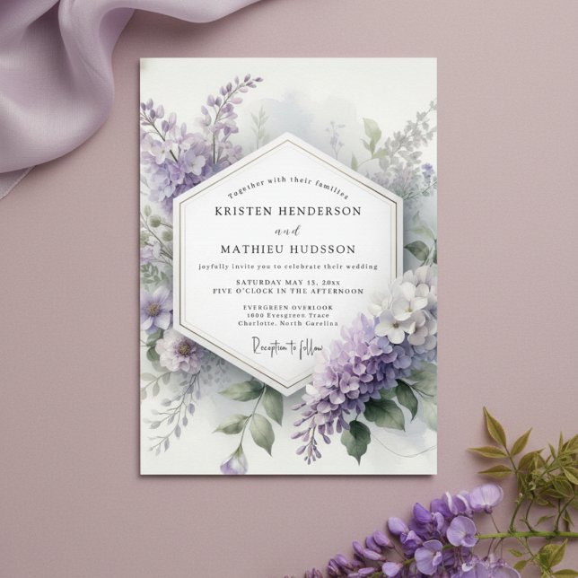 Convites Casamento Botânico Caprichoso de Lavanda (Criador carregado)