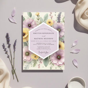 Convites Casamento Botânico Caprichoso de Lavanda Pálida