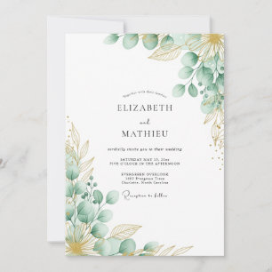 Convites Casamento Botânico Caprichoso Verde Menta