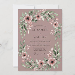 Convites Casamento Botânico Cativante Rosa Malva