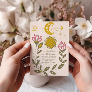 Convites Casamento Botânico Celestial Vintage