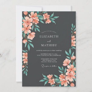 Convites Casamento Botânico Charcoal Moody