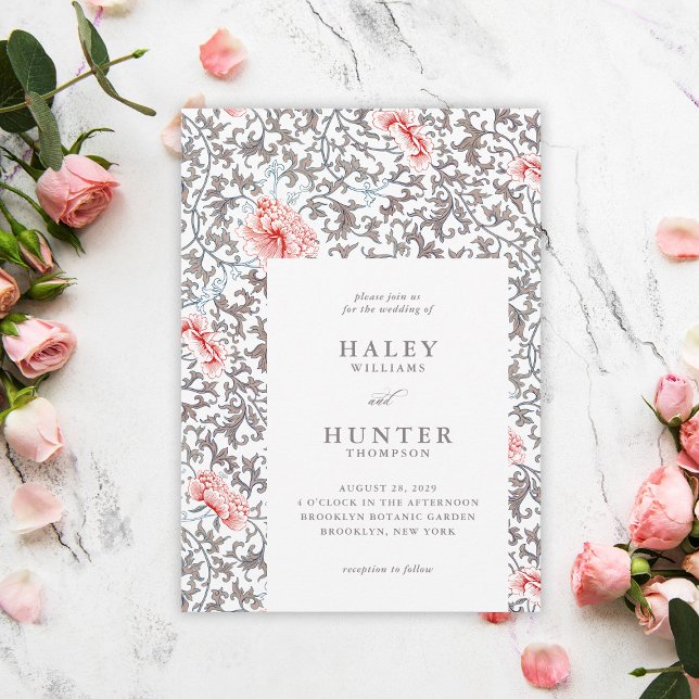 Convites Casamento Botânico Clássico Elegante (Criador carregado)