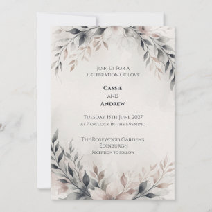 Convites Casamento Botânico com Blush de Carvão Mal-humorad