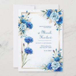 Convites Casamento Botânico com Centáurea Azul