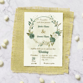 Convites casamento botânico com flores brancas sage