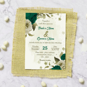 Convites casamento botânico com flores verdes esmeraldas