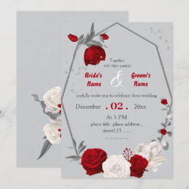 Convites casamento botânico com flores vermelhas e brancas