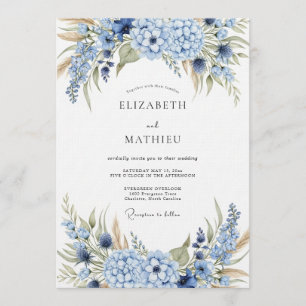 Convites Casamento Botânico com Hortênsia Azul
