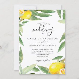 Convites Casamento Botânico com Lemon de Aquarela