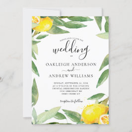 Convites Casamento Botânico com Limão de Aquarela