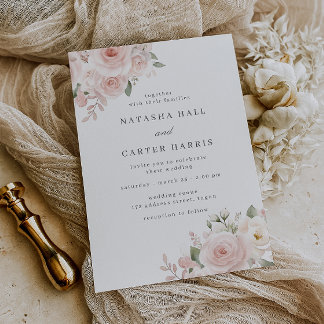Convites Casamento Botânico com Rosa Moderno