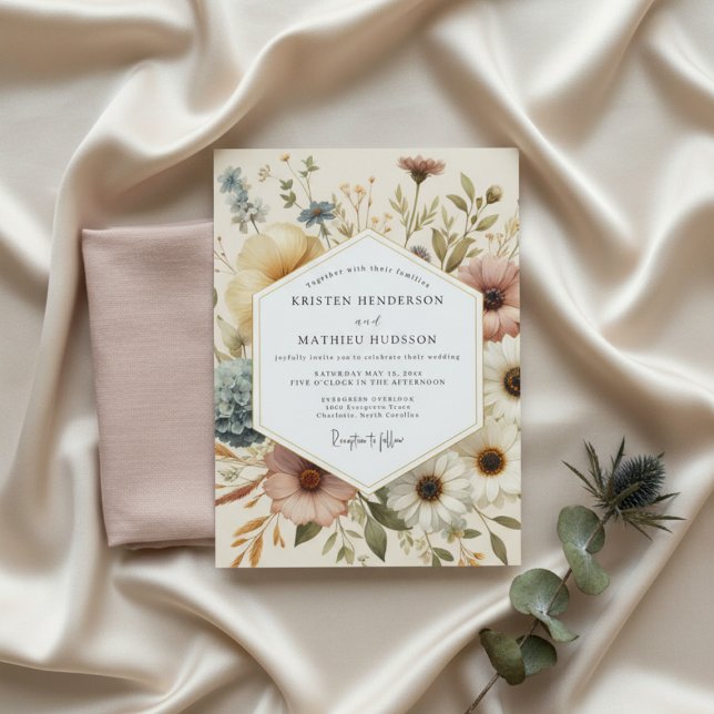 Convites Casamento Botânico Cream Whimsy (Criador carregado)