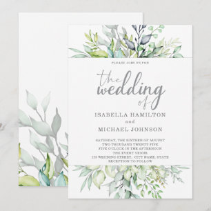 Convites Casamento botânico da caligrafia