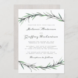 Convites Casamento botânico da floresta da tipografia