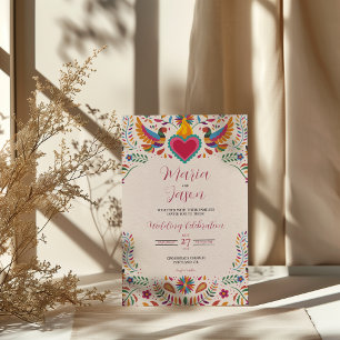 Convites Casamento Botânico das Flores Coloridas Mexicanas