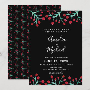Convites Casamento Botânico de Água-forte de Natal com Frut
