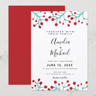 Convites Casamento Botânico de Água-forte de Natal com Frut