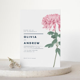 Convites Casamento Botânico De Chrysanthemum Rosa