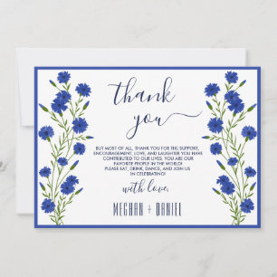 Convites Casamento Botânico de Cornflower Blue Obrigado
