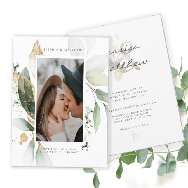 Convites Casamento Botânico de Eucalipto em Aquarela Elegan (Criador carregado)