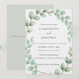 Convites Casamento Botânico de Eucalipto Verde Salvia Boho