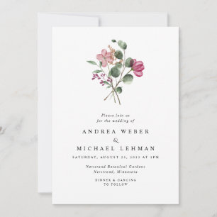 Convites Casamento Botânico De Flores De Magenta