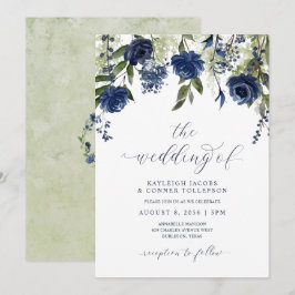 Convites Casamento Botânico de Flores Silvestres Azuis Mari