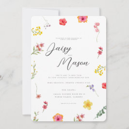 Convites Casamento Botânico de Flores Silvestres Minimalist