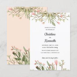 Convites Casamento Botânico de flores silvestres Rosa Delic