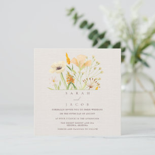 Convites Casamento Botânico de Flores Silvestres Simples