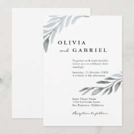 Convites Casamento botânico de folhagem de água doce