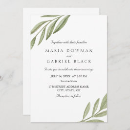 Convites Casamento botânico de folhas minimalista