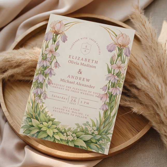 Convites Casamento Botânico de Íris Vintage (Criador carregado)