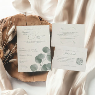 Convites Casamento Botânico de Ivory & Sage Caindo