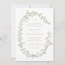 Convites Casamento Botânico de Leafy Wreath Laurel