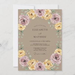 Convites Casamento Botânico de Louro Amarelo Malva